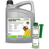 FLOTEX Premium PFM 10W40 Motoröl 2x5L I Hochwertiges Motorenöl 10W-40 für geringere Emissionswerte I Extra ergiebiges Öl 10W40 für Otto- & Dieselmotoren I Profi Motoröl 10W40 5 Liter