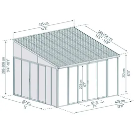 CANOPIA San Remo Alu weiß Polycarbonat 3 mm / Dach HKP 8 mm 16,7 m2