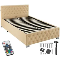 Tectake tectake® Polsterbett in Samtoptik mit Steppmuster großer Stauraum