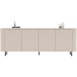 Sideboard OTTO HOME "Lido, Breite 230 cm mit 4 Türen", cashmere, B:231cm H:83cm T:43cm, Holzwerkstoff, Sideboards, Sideboard, Formgebogenes MDF, Stirnseiten mit Rundung, Push-to-open, Metallfüße