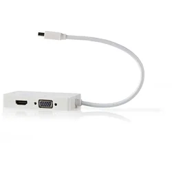 Nedis Mini-DisplayPort Mehrfachadapterkabel, Weiß / 0,2m [Mini DisplayPort-Stecker - VGA- + DVI-D- + HDMI-Buchse]