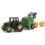 Siku 1665 - John Deere Traktor mit Ballenpresse 1:55