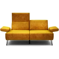 Sensoo 2-Sitzer-Sofa Cosy, Gelb, Metall, 164-194x85x86-94 cm, Stoffauswahl, Armteil links, rechts, Wohnzimmer, Sofas & Couches, Sofas, 2-Sitzer Sofas