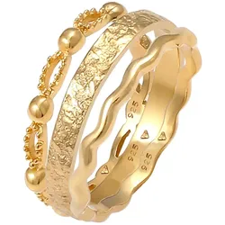 Elli 3er Set Wellen Kugel Bandring Gehämmert 925 Silber 54 Damen 