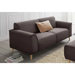 2,5-Sitzer ANDAS "Janek", grau (stone), B:193cm H:81cm T:90cm, Struktur fein ( 100% Polyester), Struktur weich (92% Polyester, 8% Nylon), Struktur fein ( 100% Polyester), Sofas, mit Federkern und Keder in scandinavischem Design