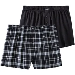 H.I.S Boxer »Boxershorts für Herren«, (Packung, 2 St.), in weiter Passform, Gr. XXL, schwarz / karo, , 52644458-XXL
