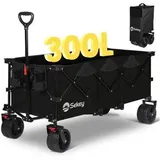 Sekey Bollerwagen Faltbar 200KG Belastbar, Faltbarer Bollerwagen 17x10 cm Extra Breite Reifen Alle Gelände, Patentiert Klappbar aus Vier Richtungen, XXXL-Super 4013, Schwarz