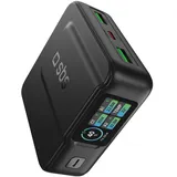 SBS Pulse Power HD 35W, 10000mAh, Power Delivery (PD 3.0 PPS), AFC, Powerbank mit Schnellladen, Hochdichte, LCD-KI-Display, USB-C, USB-A, tragbares Reiseladegerät, kompakt, Schwarz