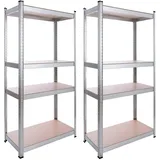 Arebos Schwerlastregal 2er Set | 160x80x40 cm | 320kg Tragkraft | 4 MDF Platten | Einfache Montage durch Stecksystem Regal Lagerregal Kellerregal Steckregal Werkstattregal verzinkt
