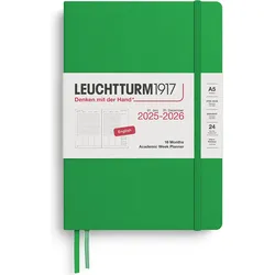 Leuchtturm 1917 Akademischer Planer 2025/2026 18M EN A5, hellgrün, Hardcover