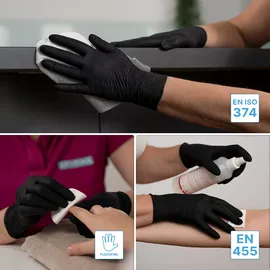 arnomed NITRIL BLACK 200er Nitrilhandschuhe schwarz, 200 Stück, Nitril, chemikalienbeständig, lebensmittelecht, Größe XL