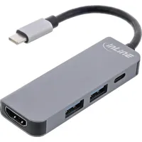 InLine InLine® USB 3.2 Gen.1, 2x USB-A 5Gb/s + HDMI 4K/30Hz + USB Hub, Schwarz