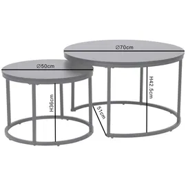 home collective Couchtisch 2er Set aus Holz, Wohnzimmertisch Modern in Beistelltisch Set 2 in 1 mit Metallgestell für Wohnzimmer Wohnzimmertische, Couchtische