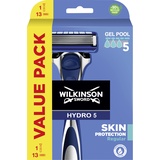 Wilkinson SWORD - Hydro 5 Skin Protection für Herren | Feuchtigkeitsgel & Präzisionstrimmer | 1 Griff + 13 Nachfüllklingen