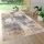 Paco Home Outdoor Teppich Wetterfest Balkon Wohnzimmer Küche Vintage Abstrakt Beige Blau, 160 cm Rund