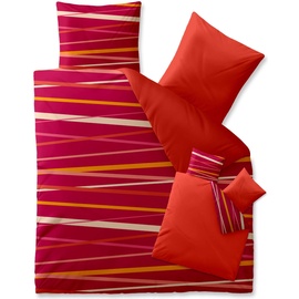 CelinaTex Harmony Bettwäsche 200 x 200 cm Mikrofaser Bettbezug Selena Streifen Orange Pink Weiß