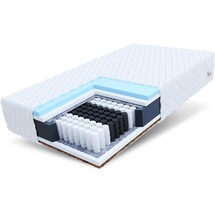 Fdm Laval MAX Taschenfederkernmatratze 180 x 200 cm 9-Zonen Matratze Härtegrad H3/H4 (Mittelhart/Hart) 26 cm Höhe Hybrid Foam Kokosfasereinlage Federkern Bezug Abnehmbar Waschbar TFK