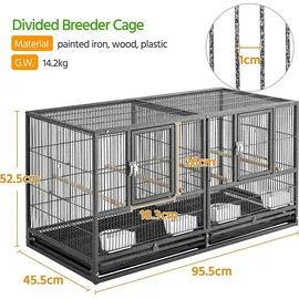 Yaheetech Vogelkäfig Vogelvoliere 96 x 46 x 53 cm Schwarz