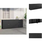 Gartenschrank Schwarz 198x55,5x80 cm Poly Rattan - Gartenschrank - Outdoor Möbel - Stauraum - Wetterfest - Holzoptik