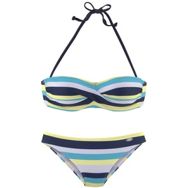 VENICE BEACH Bandeau-Bikini Damen marine-gelb-gestreift, Gr.38 Cup A,