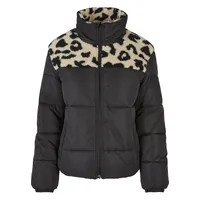 URBAN CLASSICS Aop Sherpa Mixed Steppjacke Black / Sand Leo XS