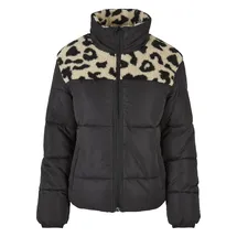 URBAN CLASSICS Aop Sherpa Mixed Steppjacke Black / Sand Leo XS