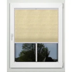 Plissee INDEKO "advanced", beige (sand, weiß), B:109cm H:220cm, Obermaterial: 94% Polyester, 6% sonstige Fasern, Plissees, Crushed-Optik, nach Maß