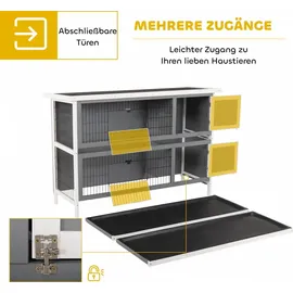 PawHut Kleintierstall 136,4 x 93 x 50 cm Grau