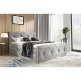 Boxspringbett Schlafzimmerbett LEWIS LUX 160x200cm in Stoff Fresh Hellgrau