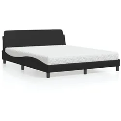 Bett mit Matratze Schwarz 160x200 cm Kunstleder