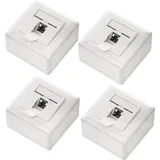 deleyCON 4x CAT6 Universal Netzwerkdose - 1x RJ45 Port - Geschirmt - Aufputz oder Unterputz - 1 Gigabit Ethernet Netzwerk - EIA/TIA 568A&B - Weiß - Weiß