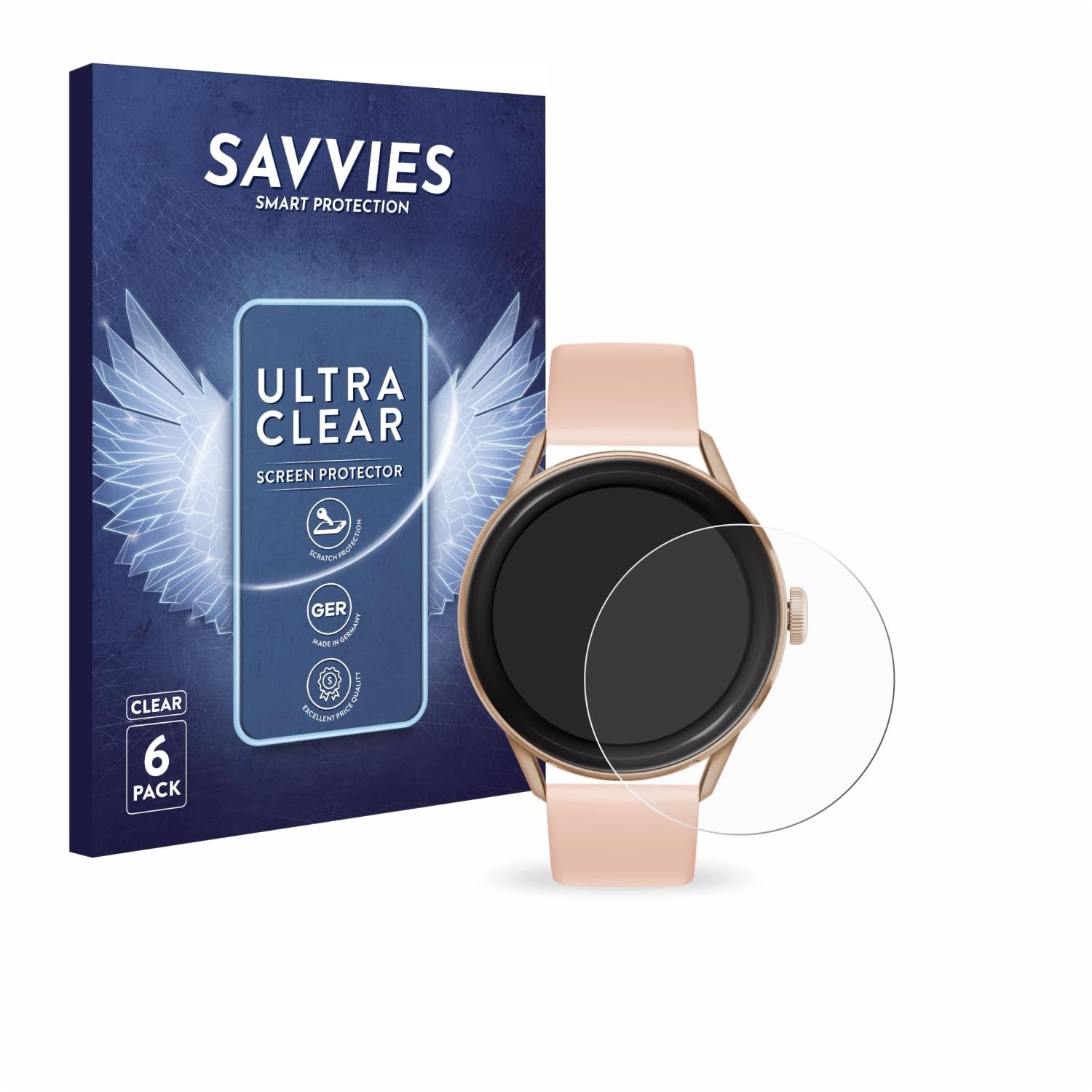 Savvies 6 Stück Schutzfolie für Ice-Watch ICE smart 2.0 1.2" (rund) Displayschutz-Folie Ultra-Transparent