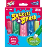 Galt Toys, Squeeze 'n Brush - 5 Glitter Colours, Brush Tipped Paint Pens, Ages 3 Years Plus