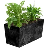 Blumenkübel Blumentopf Rattan Trapez Anthrazit Beton Struktur H 19,5 cm 12 L