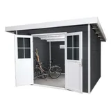 WPC Gartenhaus mit Pultdach 3,66 x 3,54 m Graphit-Weiße