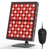 Rotlichtlampe Panel, 62W Infrarotlampe, 660nm & 850nm Red Light mit 80LED, 5 Helligkeitsstufen, 10/20/30 Min Timer, Infrarot Lampe Winkel Verstellbar für Zuhause, Büro
