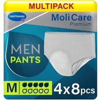 MoliCare Premium Men Pants Diskrete Anwendung bei Blasenschwäche speziell für Männer, Aloe Vera, 5 Tropfen, Größe M, 32 Stück