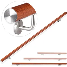 Relaxdays Handlauf Aluminium, Eiche-Optik