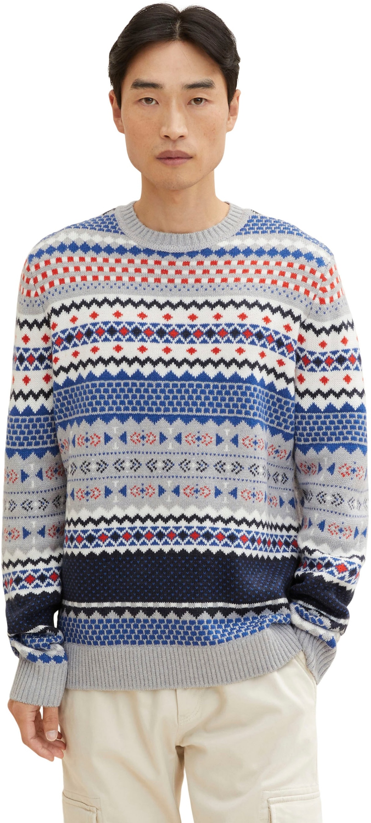 TOM TAILOR Strickpullover TOM TAILOR grau L