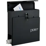 Relaxdays Briefkasten schwarz inkl. Zeitungsfach