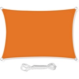 HEYOMART Sonnensegel Sonnenschutz inkl Befestigungsseile PES Polyester Wasserdicht 2 x 3m Rechteck Sonnensegel mit 98% UV Schutz für Draußen, Patio, Garten Terrasse Camping, Orange