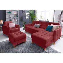 exxpo - sofa fashion "Elio, kompakt, bequem & zeitloses Design, Breite 217cm, L-Form", rot (bordeaux), B:217cm H:84cm T:157cm, Luxus-Kunstleder;NaturLEDER (echtes Rindsleder) in Sitz und Rücken.