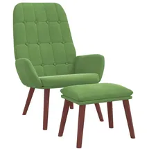 vidaXL Relaxsessel Samt 61 x 70 x 96,5 cm hellgrün inkl. Hocker