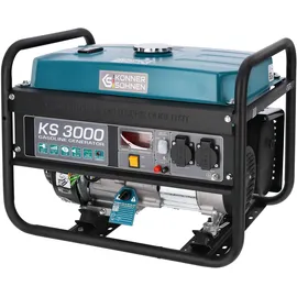 Könner & Söhnen KS 3000 Stromerzeuger,7 PS 4-Takt Benzinmotor, strom generator 3000 Watt,16A,230V Generator, Garage oder Camping Blau3
