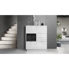Vladon Highboard 103 x 123 x 37,5 cm Schwarz Hochglanz