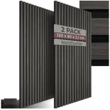 Tectake Wandpaneel Akustik Eiche Schwarz 2 St. 60 x 120 x 2,1 cm