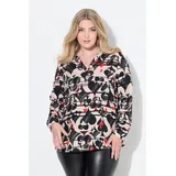 MIAMODA Longbluse Tunika Spielkarten-Muster beige 56