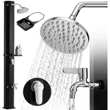 Sekey Solardusche 40L/ 60L Solar Gartendusche Pooldusche Campingdusche bis 60°C Wasser, 60L stromfreie Wassererwärmung, mit Direktanschluss für Gartenschlauch 60L