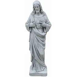 Casa Padrino Jugendstil Garten Deko Skulptur Jesus Grau H. 80 cm - Garten Figur