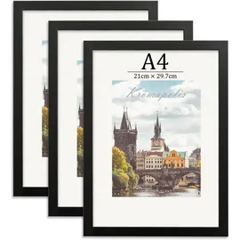 luxuskollektion Bilderrahmen Modern schwarz 21x29,7 cm 3er Set